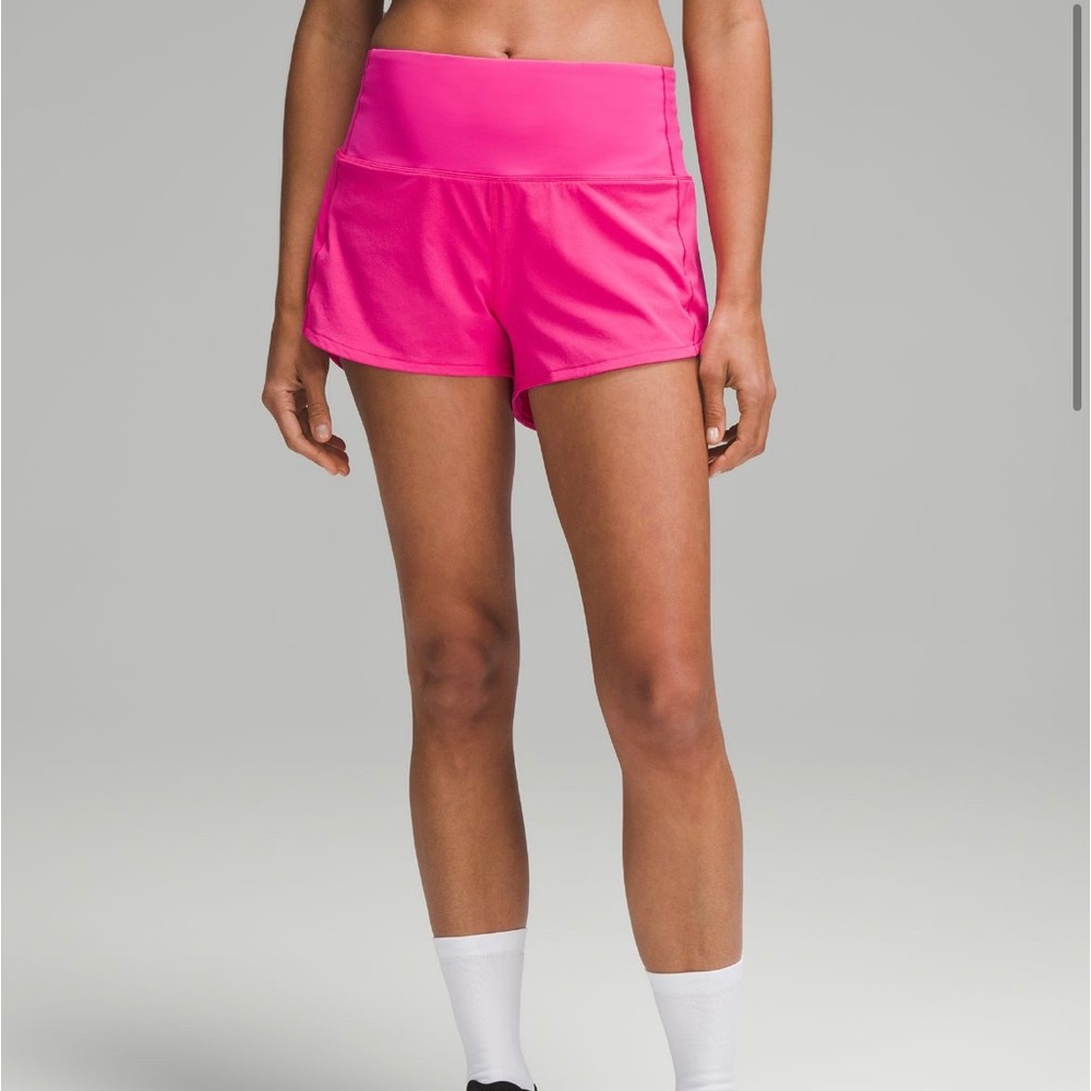 Sonic pink Lululemon shorts (high rise speed ups)